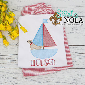 Personalized Sailboat with Dog Sketch Shirt