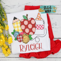 Personalized Back to School Floral Apple Trio Printed Shirt