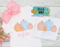 Personalized Pumpkin Bunch Sketch Shirt
