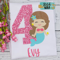 Personalized Mermaid Birthday Printed Shirt
