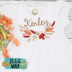 Personalized Fall Laurel Name Wreath Embroidered Shirt