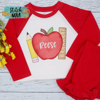 Personalized School Apple Trio Printed Shirt