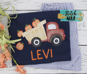 Personalized Dump Truck with Pumpkins Printed Shirt