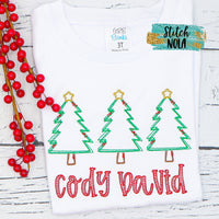Personalized Christmas Tree Scribble Trio Sketch Shirt