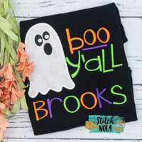 Personalized Boo y’all Ghost Applique on Colored Garment