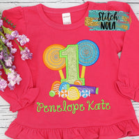 Personalized Candy Birthday Applique Colored Garment
