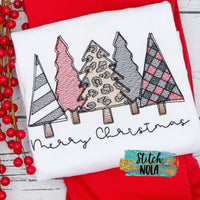 Personalized Leopard Christmas Tree Bunch Sketch Shirt
