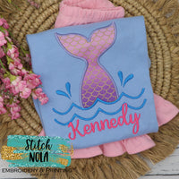 Personalized Mermaid Tail Appliqué Colored Garment
