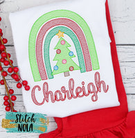 Personalized Christmas Tree Rainbow Sketch Shirt

