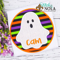 Personalized Halloween Ghost Circle Appliqué Shirt
