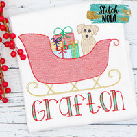 Personalized Christmas Sleigh with Pup Sketch Shirt
