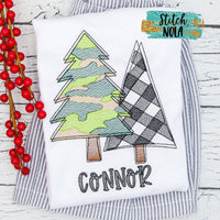 Personalized Camouflage Christmas Trees Sketch Shirt

