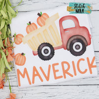 Personalized Dump Truck with Pumpkins Printed Shirt
