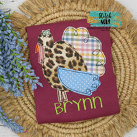 Personalized Whimsical Turkey Applique Colored Garment

