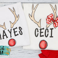 Personalized Reindeer Antlers Printed Shirt