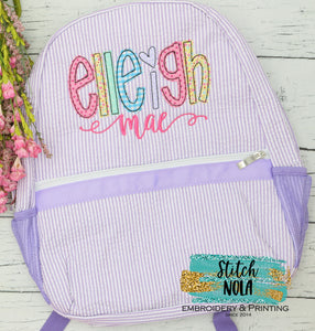 Personalized Seersucker Backpack with Name Applique, Seersucker Diaper Bag, Seersucker School Bag, Seersucker Bag, Diaper Bag, School Bag, Book