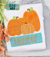 Personalized Pumpkin Trio Applique with Name Box Shirt
