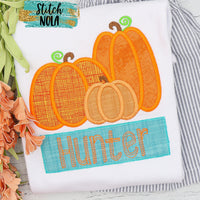Personalized Pumpkin Trio Applique with Name Box Shirt
