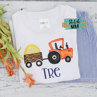 Personalized Fall Tractor with Hay Printed Shirt

