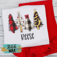 Personalized Whimsical Buffalo Plaid and Leopard Tree Printed Shirt
