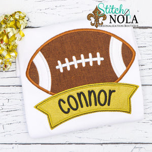 Personalized Football With Banner Applique Shirt