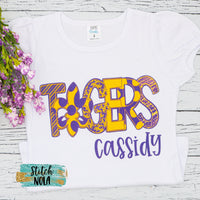 Personalized Purple & Gold Tigers Printed Shirt