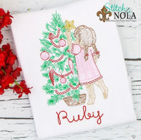 Personalized Christmas Tree with Child Sketch Shirt
