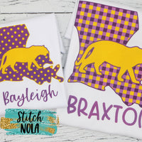 Personalized  Purple & Gold Louisiana Tiger Printed Shirt