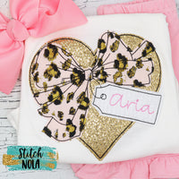 Personalized Valentines Day Heart with Bow Applique Shirt
