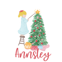 Child Decorating Christmas Tree Printed Shirt