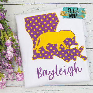Personalized  Purple & Gold Louisiana Tiger Printed Shirt