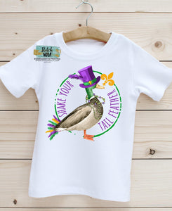 Shake Your Tail Feather Mardi Gras Duck Printed Shirt