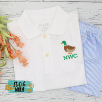 Personalized Mallard Duck Embroidered Collared Shirt

