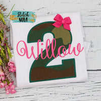 Personalized Number in Camo Appliqué Shirt