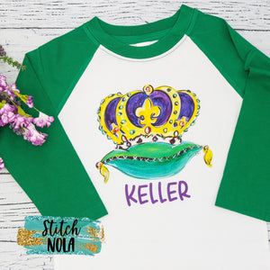 Personalized Mardi Gras King Crown by NOLA Bee Printed Shirt