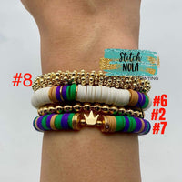 Mardi Gras Stackable bracelets, Stretchable bracelets
