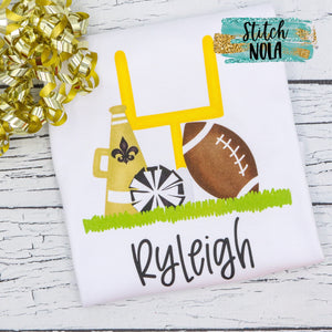 Personalized Black & Gold Cheer Goal Post Printed Shirt