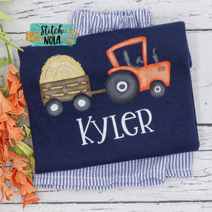 Personalized Tractor with Hay Printed Shirt