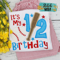 Personalized Baseball Half Birthday Appliqué Shirt
