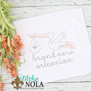 Personalized New Orleans Baby with Stork Shirt