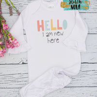 Personalized New Baby Hello World Printed Shirt