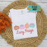 Personalized Pumpkin Patch Bunch with Bows Sketch Shirt
