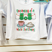 Dreaming of a White Christmas Coffee and Beignets Applique Shirt