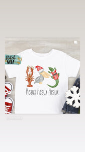 Personalized Christmas Crawfish, Alligator and Pelican Trio Printed Shirt