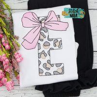 Personalized Cheetah Print Alpha with Big Bow Sketch Shirt

