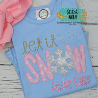 Let it Snow With Snowflake Appliqué on Colored Garment
