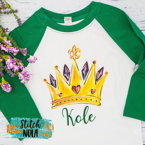 Personalized Mardi Gras Queen Crown by NOLA Bee Printed Shirt