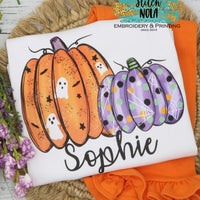 Personalized Halloween  Pumpkin Duo Printed Shirt