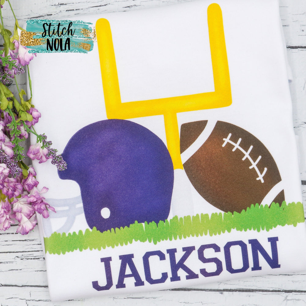 Personalized Purple & Gold Goal Post Printed Shirt