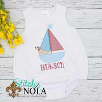 Personalized Sailboat with Dog Sketch Shirt
